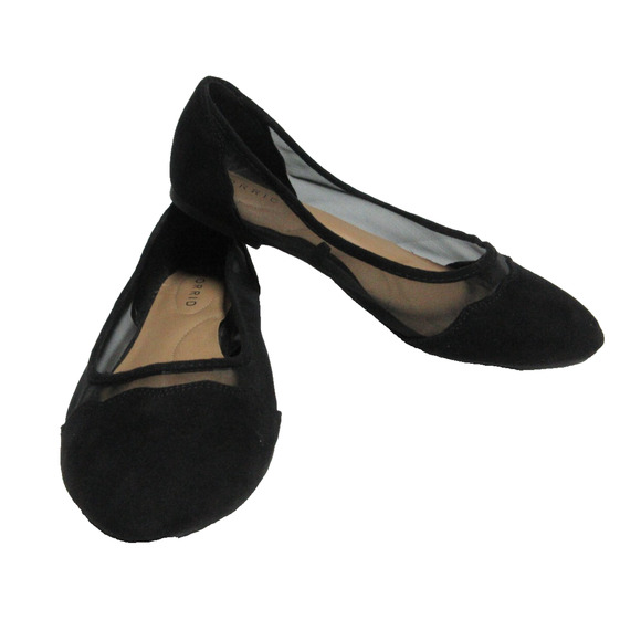torrid Shoes - Torrid Women's Sz 9W Faux Black Suede/Mesh Almond Toe Ballet Flat